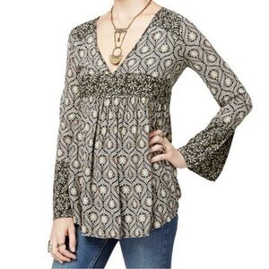Free People Floral Bell Sleeve Tunic Boho